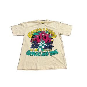 Market Smiley Mens Beige Going Beuond Space And Time Graphic Print TShirt Size M